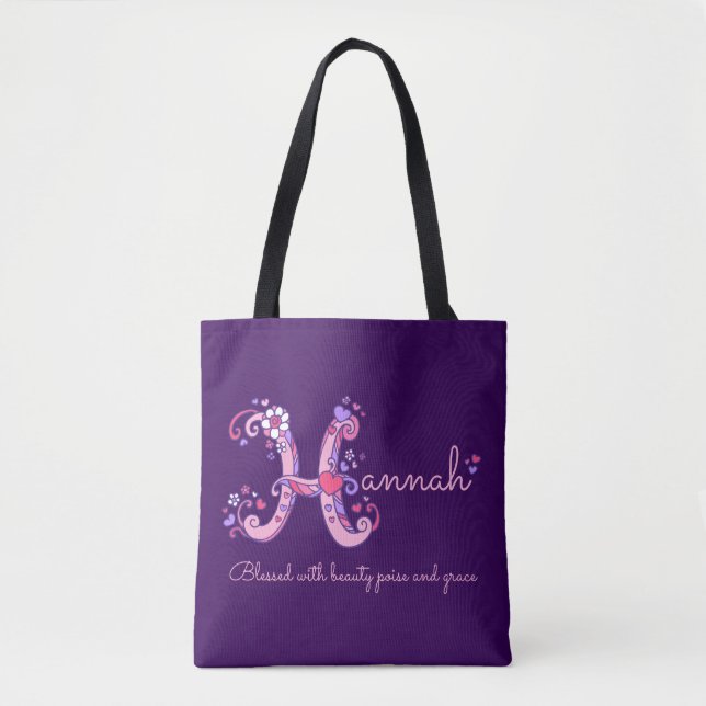 Hannah H monogramme art & nom signifiant sac (Devant)