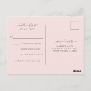 Hannah Modern Simple Song Request Wedding RSVP Postkarte