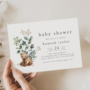 HANNAH Niedlich Boho Summer Bear Woodland Babydusc Einladung