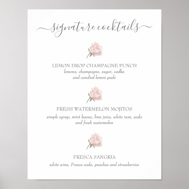 Hannah Pink Signature Cocktails Hochzeitszeichen Poster (Vorne)
