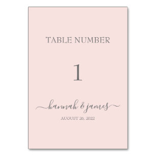 Hannah   Romantische Rosa Kalligrafie Tischnummer