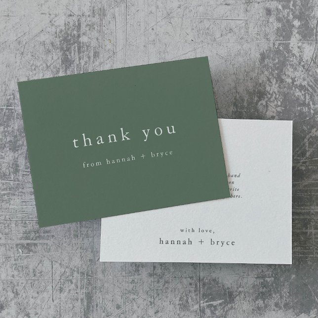 HANNAH Unique Sage Green Minimalistisch Modern Ein Dankeskarte (HANNAH Unique Sage Green Minimalist Modern Simple Thank You Card)