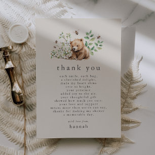 HANNAH Vintag Boho Bear Bee Woodland Babydusche Dankeskarte