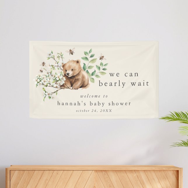 HANNAH Vintag Boho wir können frühzeitig abwarten  Banner (HANNAH Vintage Boho We Can Bearly Wait Baby Shower Banner)