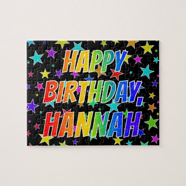 "HANNAH" Vorname, Spaß "GLÜCKLICHER GEBURTSTAG" (Horizontal)