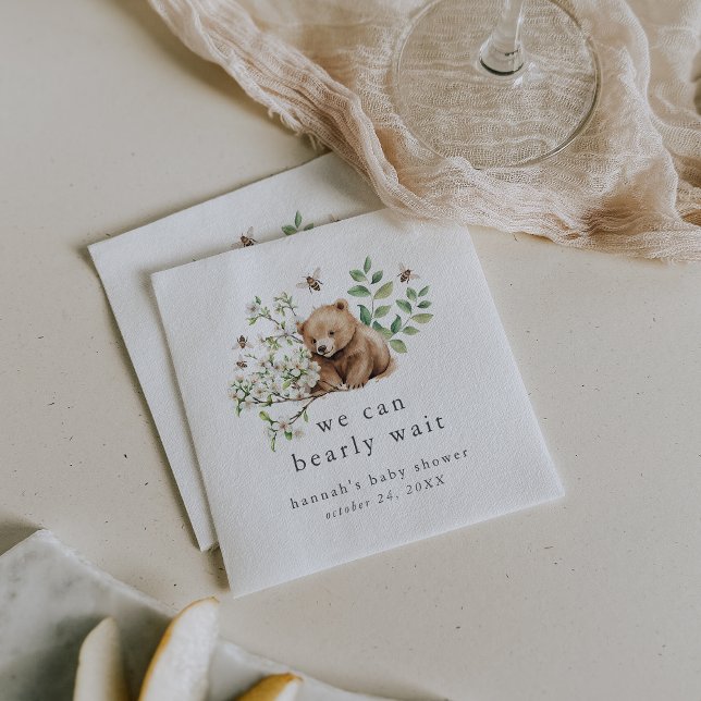 HANNAH Wir können frühzeitig auf Woodland Babydusc Serviette (HANNAH We Can Bearly Wait Woodland Baby Shower Napkins)