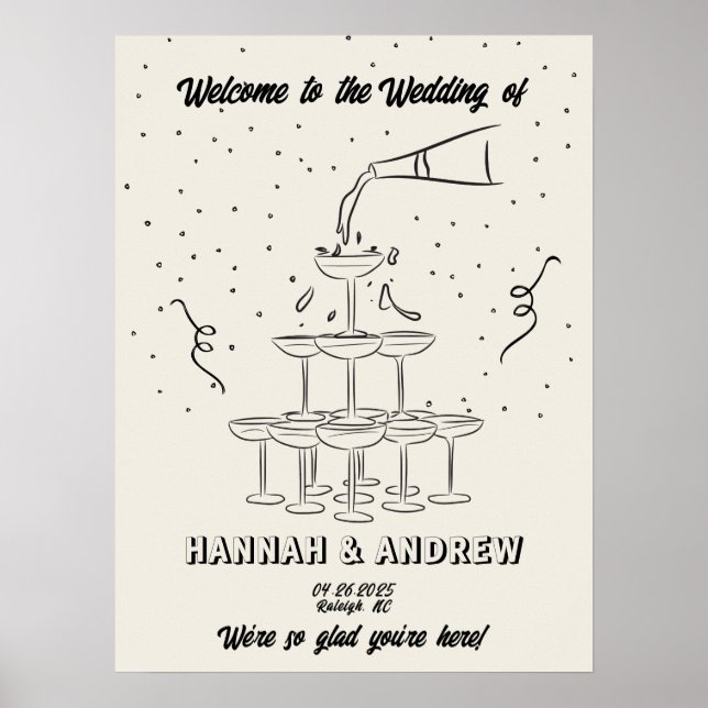 Hannahs Welcome Wedding Champange Turm Poster (Vorne)