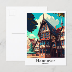 Hannover Deutschland Vintage Travel Illustration Postkarte