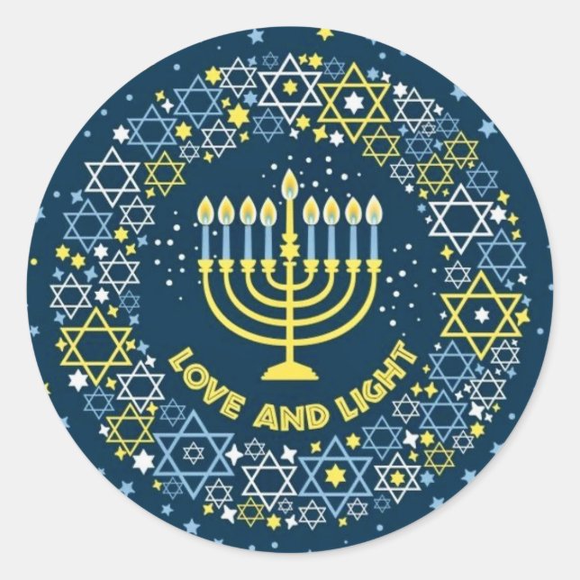 Hannukah Menorah Runder Aufkleber (Vorderseite)