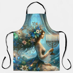 Hannukah Schöne Frau mit Menorah Schürze