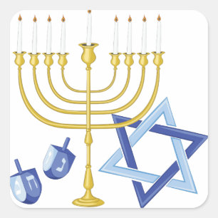 Hannukah Symbole Quadratischer Aufkleber