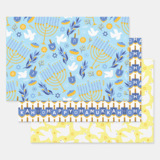 Hannukah Wrapping Paper Sheets Geschenkpapier Set