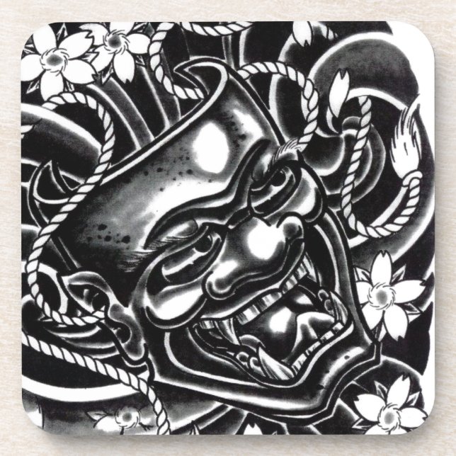 Hannya Mask Tattoo Design Getränkeuntersetzer (Vorderseite)