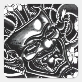 Hannya Mask Tattoo Design Quadratischer Aufkleber