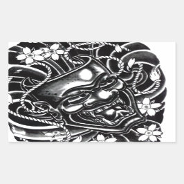 Hannya Mask Tattoo Design Rechteckiger Aufkleber