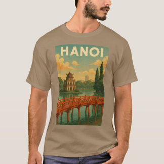 Hanoi Hoan Kiem See und rote Brücke Vietnam Vintag T-Shirt
