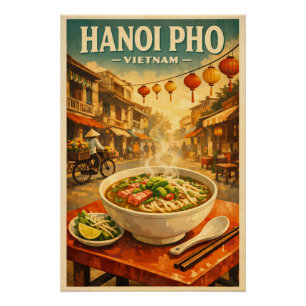Hanoi Pho, Vietnam, in einem klassischen Retro-Sti Poster