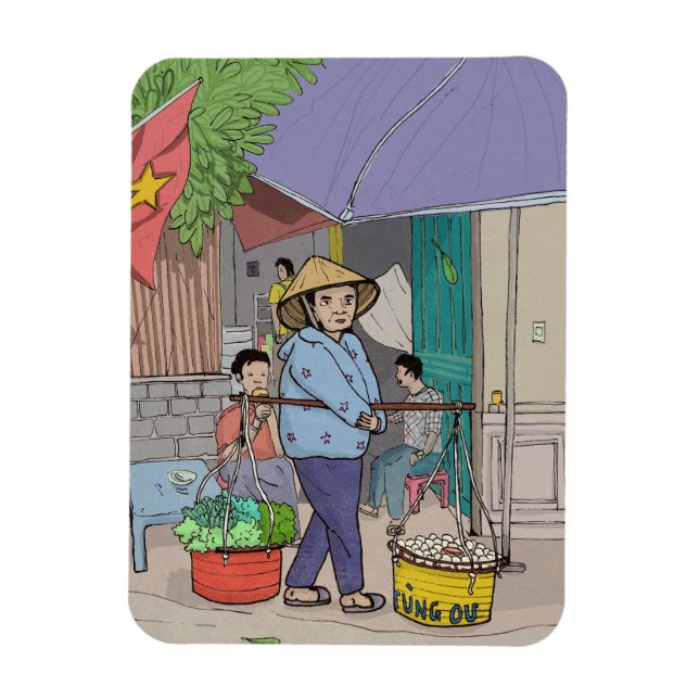 Hanoi Street Hawker Vietnam Magnet (Vertikal)