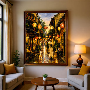 Hanoi Vietnam Altes Viertel Wasserfarben-Wandkunst Poster