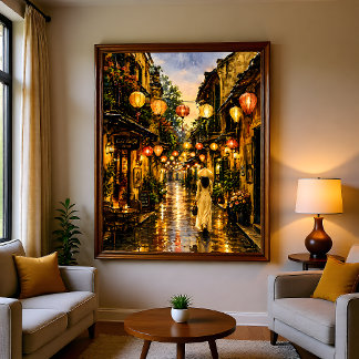 Hanoi Vietnam Altes Viertel Wasserfarben-Wandkunst Poster