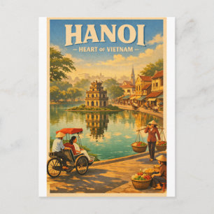 Hanoi, Vietnam, in klassischem Retro-Reise-Stil Postkarte