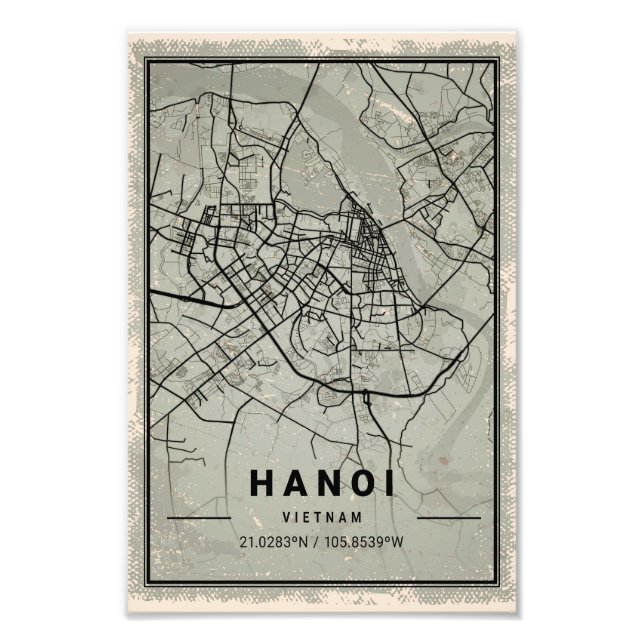 Hanoi vietnam map print poster canvas (Devant)