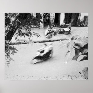 Hanoi Vietnam, Motorrad in Old Hanoi Poster