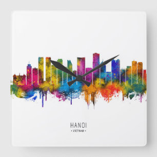 Hanoi Vietnam Skyline Quadratische Wanduhr
