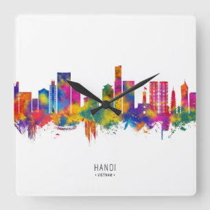 Hanoi Vietnam Skyline Quadratische Wanduhr