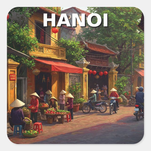 Hanoi Vietnam Travel Quadratischer Aufkleber (Vorderseite)