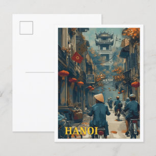 Hanoi Vietnam Vintage-Kunst-Reiseillustration Postkarte