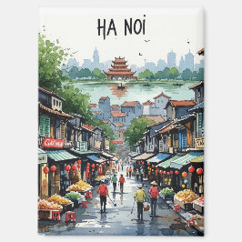 Hanoi Vietnam Watercolor Magnet
