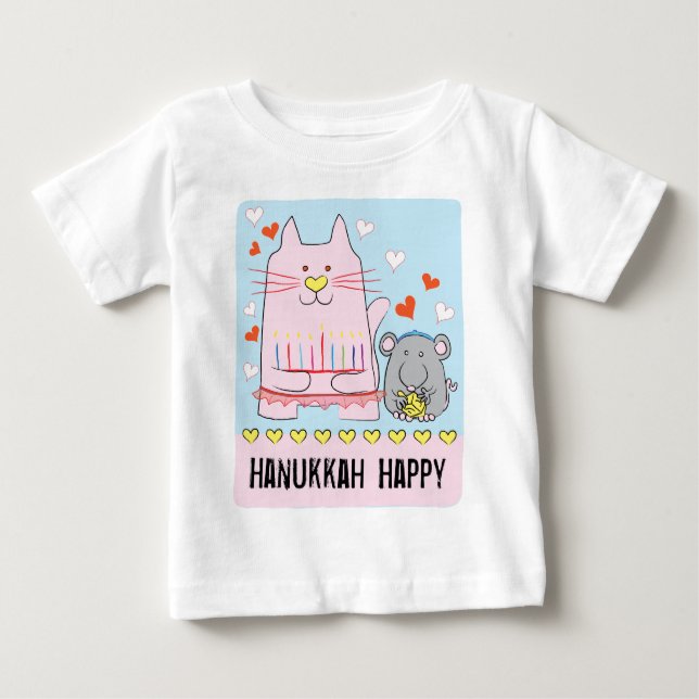 Hanoukka Baby Jersey T-Shirt Chat et souris (Devant)