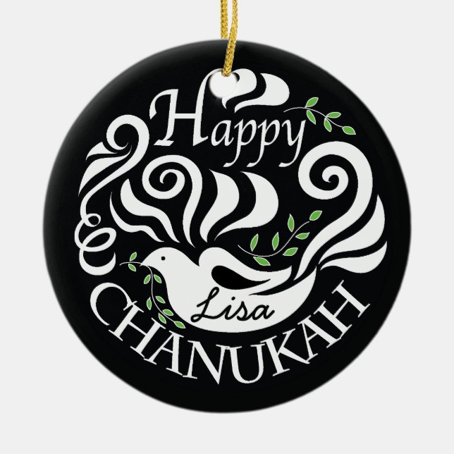 Hanoukka Chanukah Blackboard Dove Cercle Ornement (Devant)