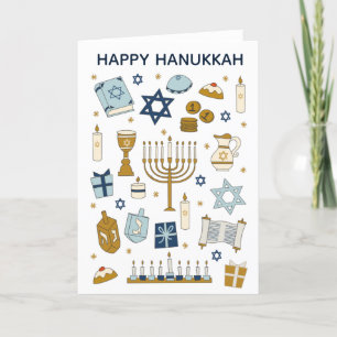 Hanoukka Doodles mignon Carte de vacances pliée