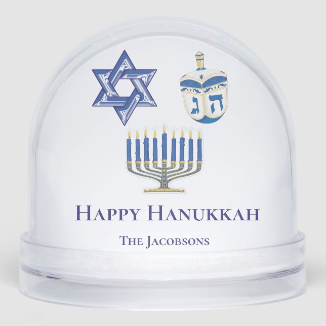 Hanoukka heureuse personnalisée Bleu et Blanc (Avant)