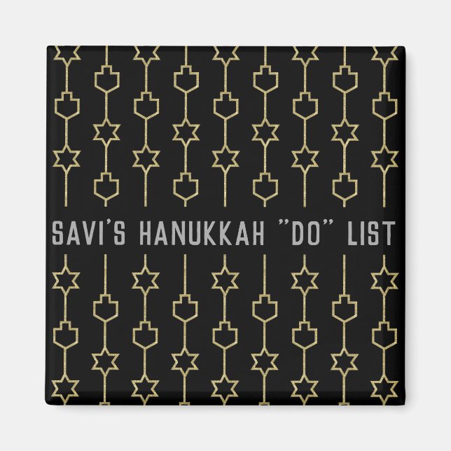 Hanoukka Magnet Carré DREIDELS N ÉTOILES (Devant)