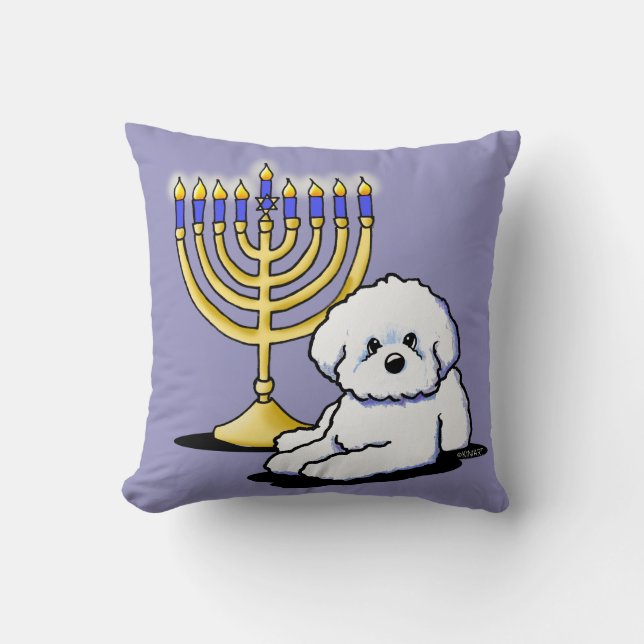 Hanoukka Menorah Bichon Lance Oreiller (Recto)