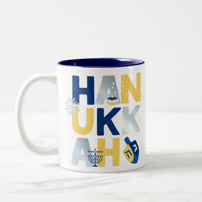 HANOUKKA Menorah Dreidel Coffee Mug (Gauche)