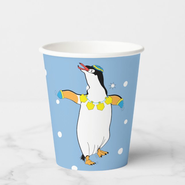 Hanoukka Penguin 8 oz. Gobelets en papier (Recto)