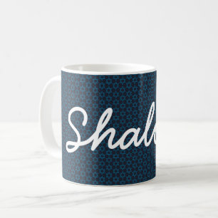 Hanoukka Shalom Début de David Blue White Mug