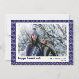 Hanoukka Star Line Motif Carte photo bleu moderne