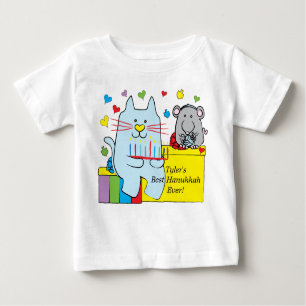 Hanoukka T-shirt bleu chat et souris