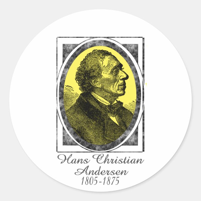 Hans Christlich Andersen Runder Aufkleber (Vorderseite)