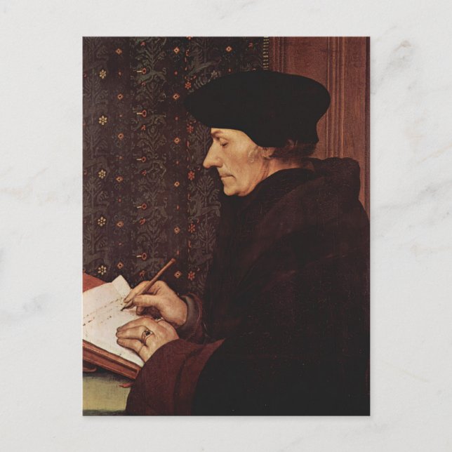 Hans Holbein - Portrait von Desiderius Erasmus Postkarte (Vorderseite)