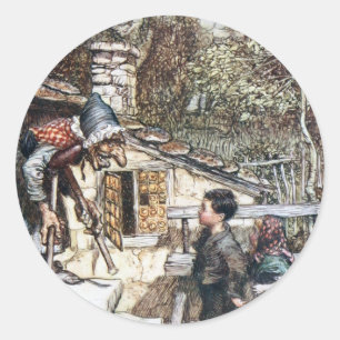 Hansel u. Grethel Treffen die Hexe Runder Aufkleber