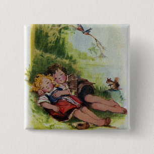 Hansel und Gretel, die im Holz schlafen Button