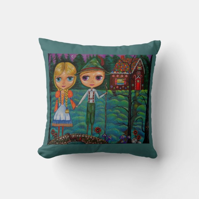 Hansel und Gretel Finden Sie das Lebkuchenhaus Kissen (Vorderseite)