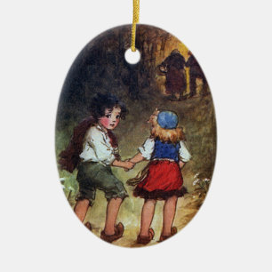 Hänsel und Gretel gehen in den Wald Keramikornament