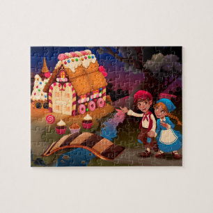 Hänsel und Gretel in der Nähe des Süßigkeitenhause